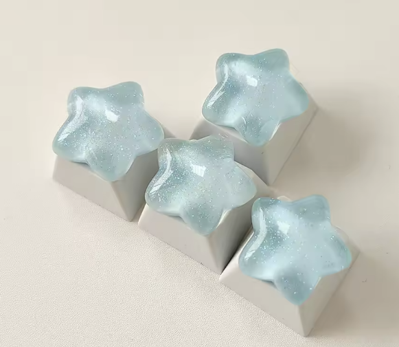 Star Resin Artisan Keycaps – Glitter Glow Mechanical Keyboard Keycap Set (MX Compatible)