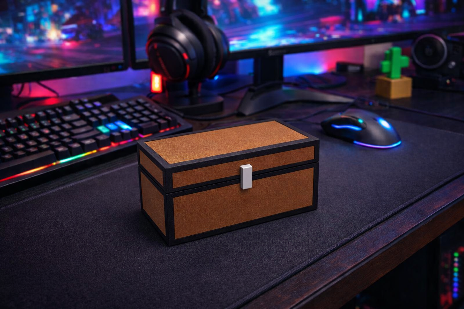 Pixel Game Storage Chest: Retro Gamer Trinket Box