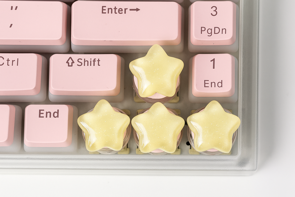 Star Resin Artisan Keycaps – Glitter Glow Mechanical Keyboard Keycap Set (MX Compatible)