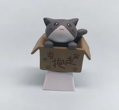 Cat in a Box Artisan Keycap: Handcrafted Resin Keyboard Accessory