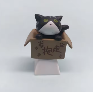 Cat in a Box Artisan Keycap: Handcrafted Resin Keyboard Accessory