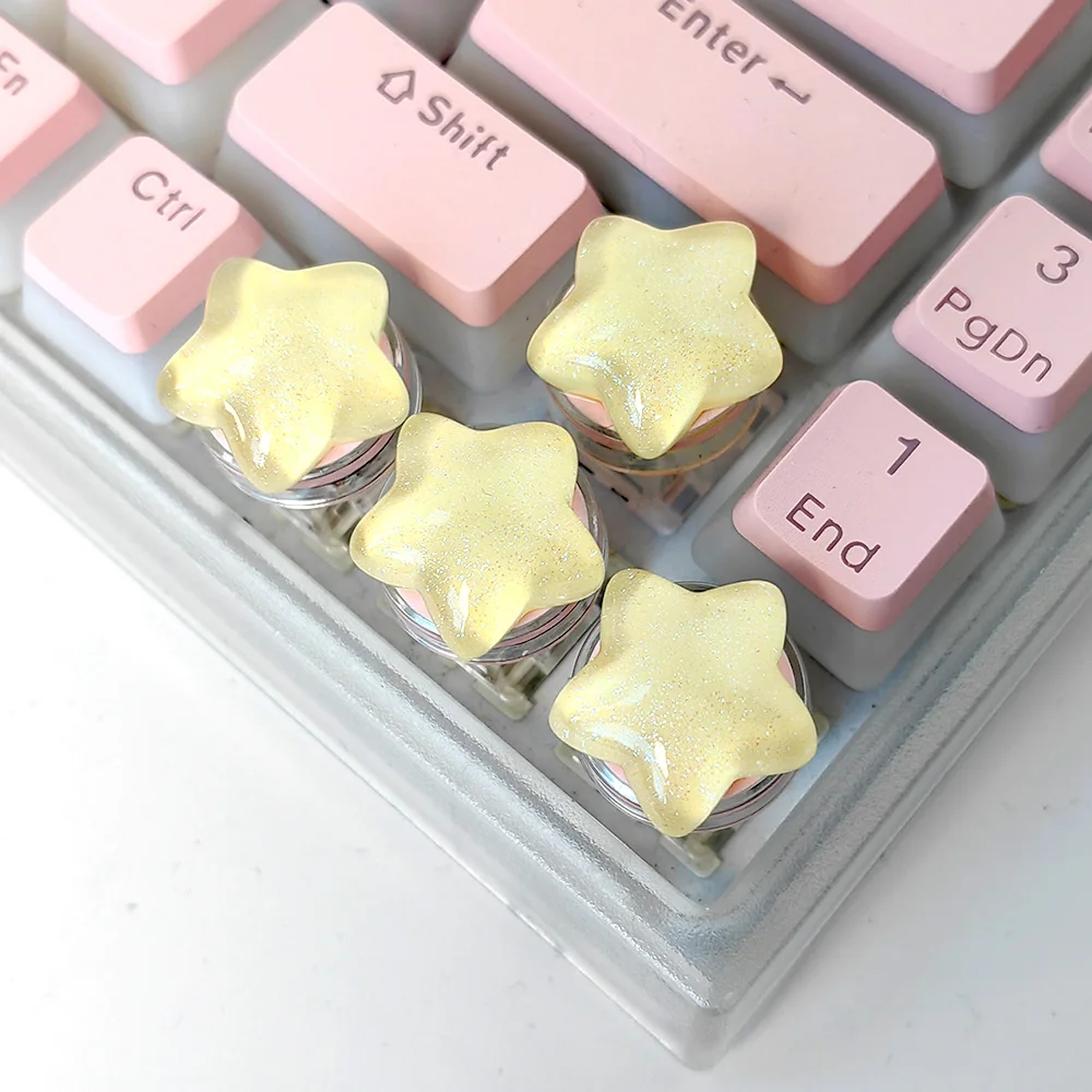 Star Resin Artisan Keycaps – Glitter Glow Mechanical Keyboard Keycap Set (MX Compatible)
